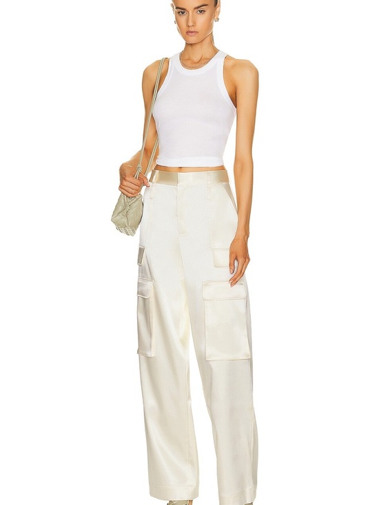FRAME Relaxed Straight Cargo Pants in Bone - Picture 2 of 15